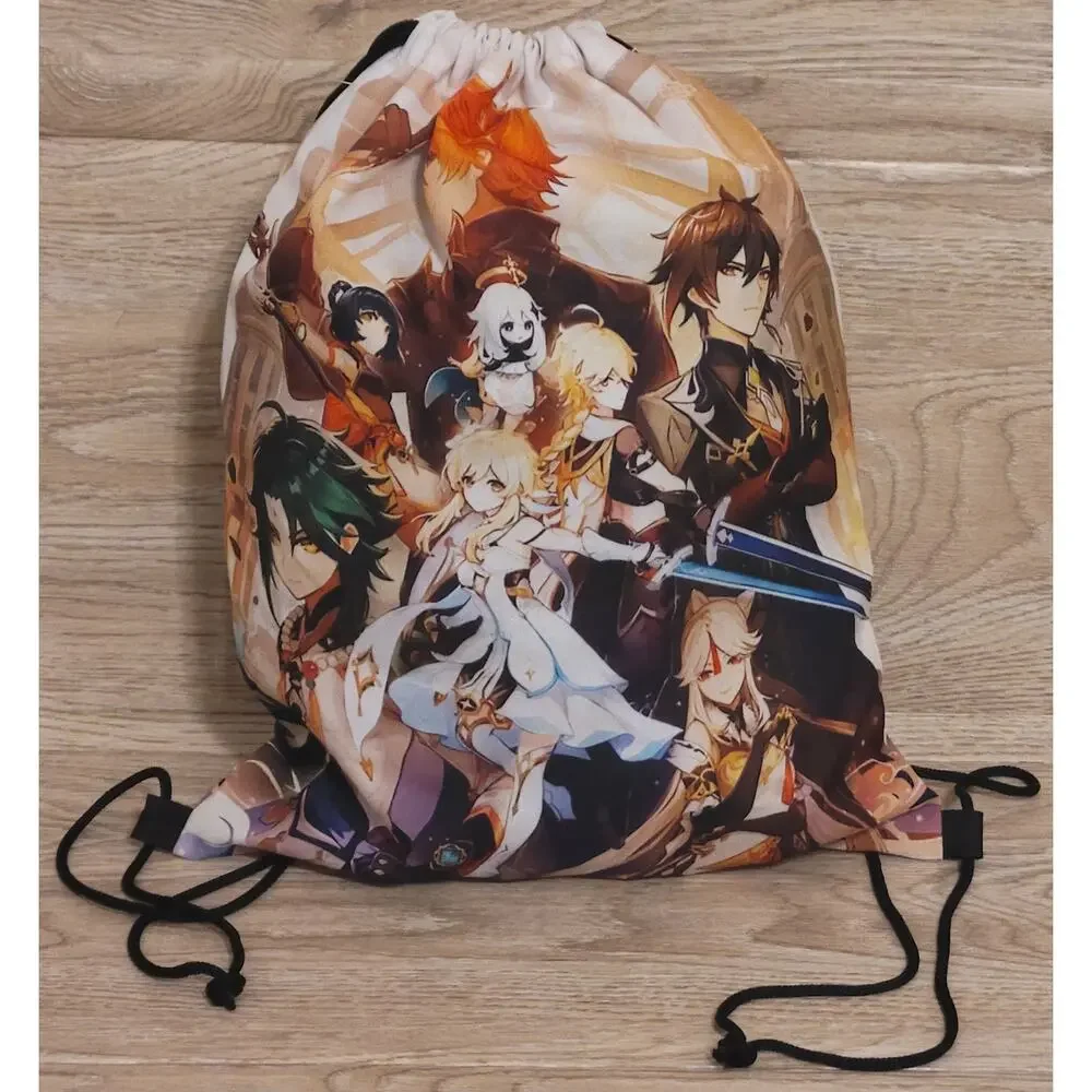 Ginshen IMPACT 3D Print Backpacks Kids Drawstring Gym Backpack Anime Workout
